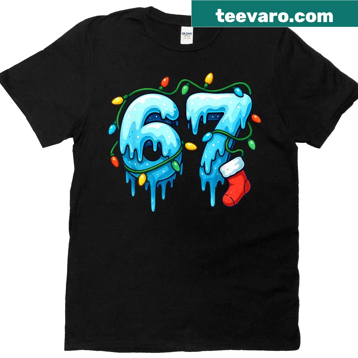 Funny Christmas t-shirt featuring the '67 meme design for all ages — on a men's t-shirt