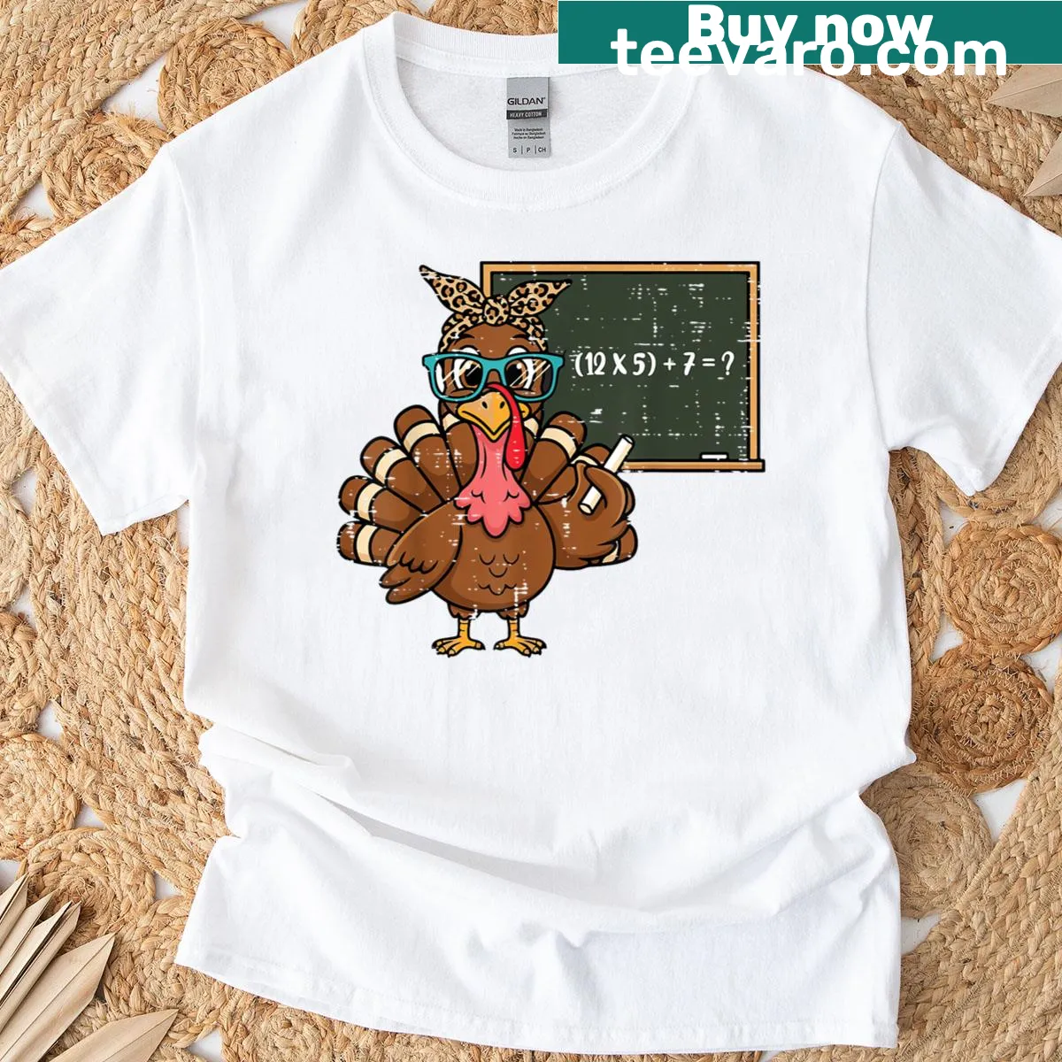 Funny Thanksgiving T-shirt with turkey and playful text — on a men's t-shirt