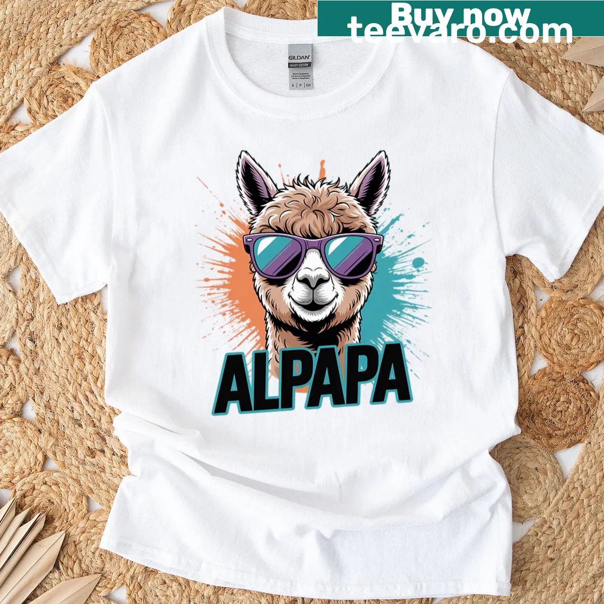 T-shirt celebrating dads with the phrase 'Alpapa is the gift.' — on a men's t-shirt
