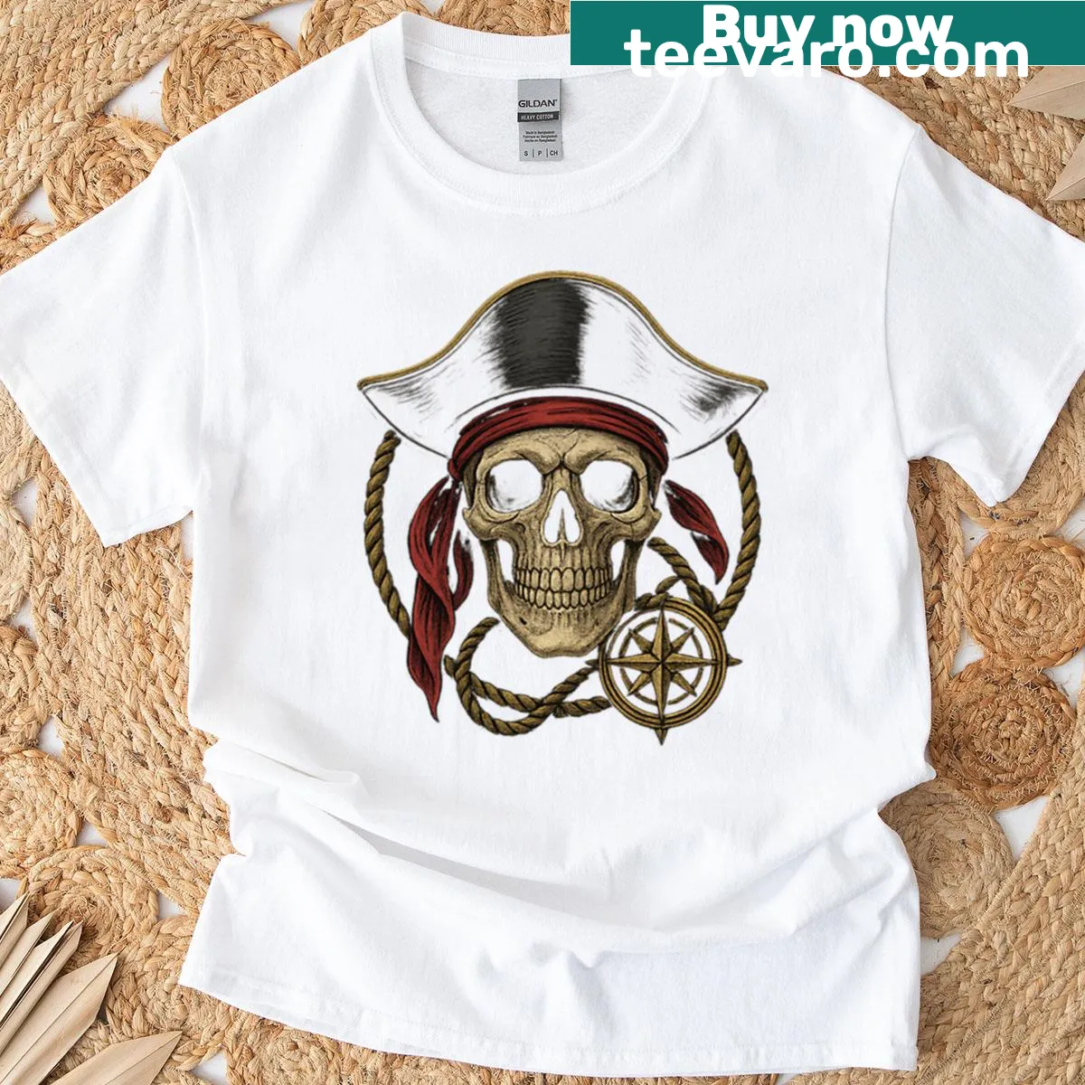 Art Deco styled t-shirt featuring an elegant skull design — on a men's t-shirt