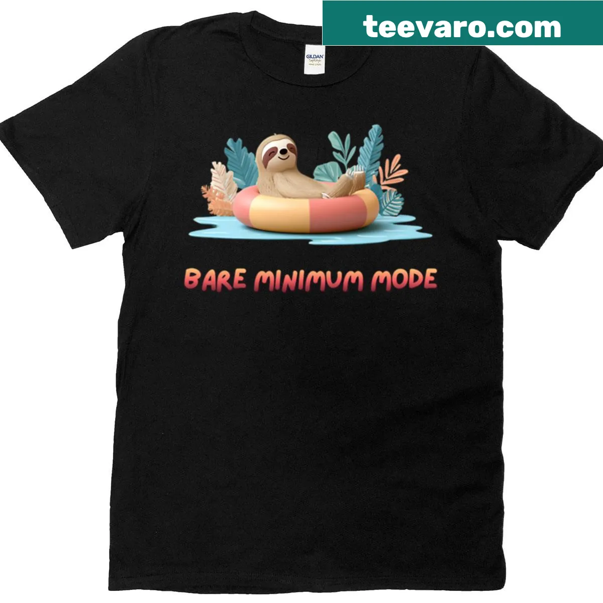 Minimalist T-shirt with 'Bare Minimum Mode' text — on a men's t-shirt