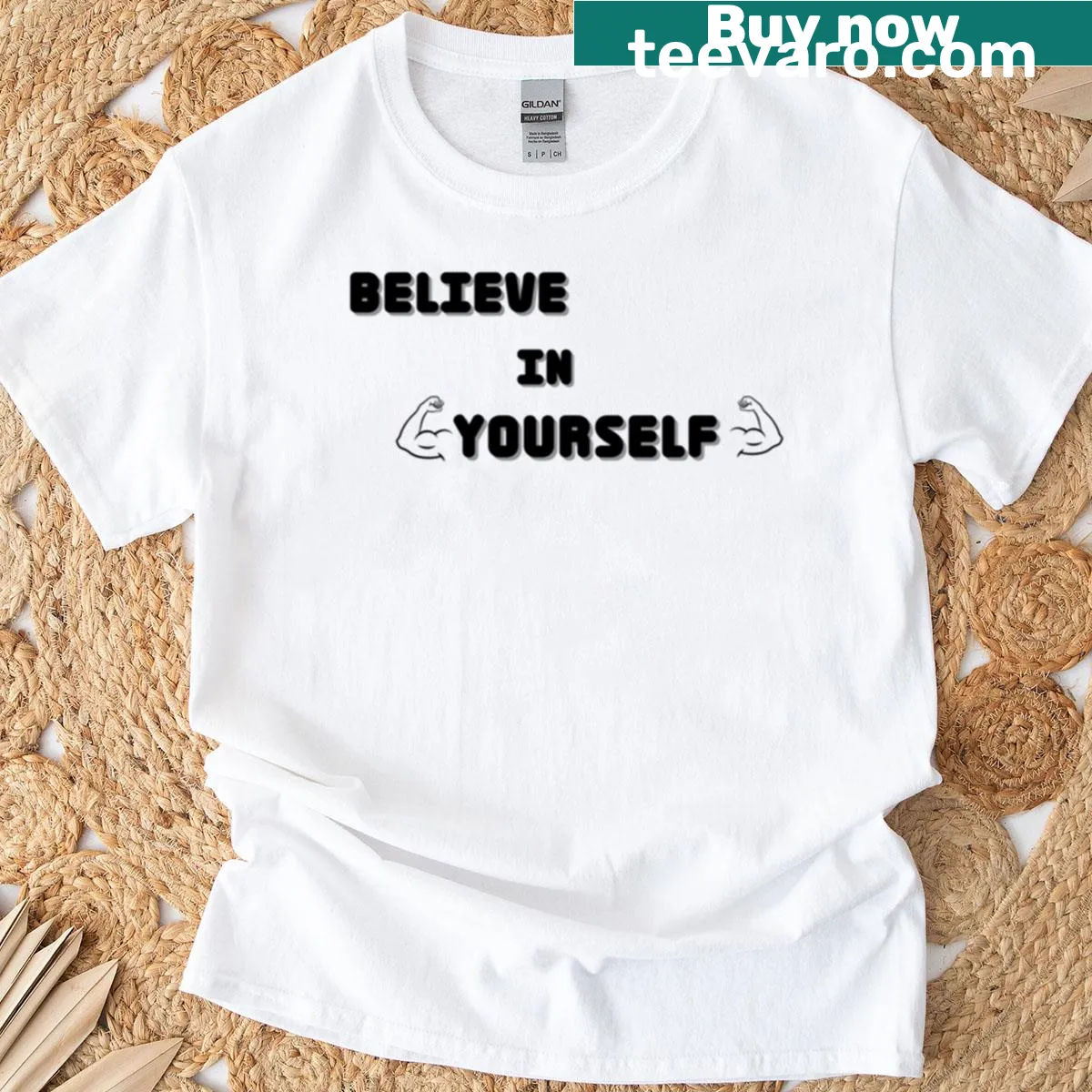 Motivational fitness quote on a gym T-shirt — on a men's t-shirt