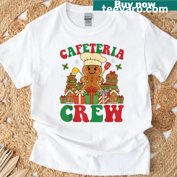 Cute T-shirt featuring a gingerbread lunch lady design for cafeteria workers