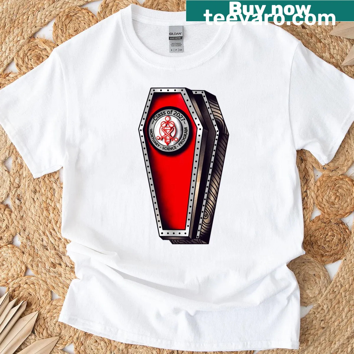 Class of 2027 Mortuary Science emblem t-shirt — on a men's t-shirt