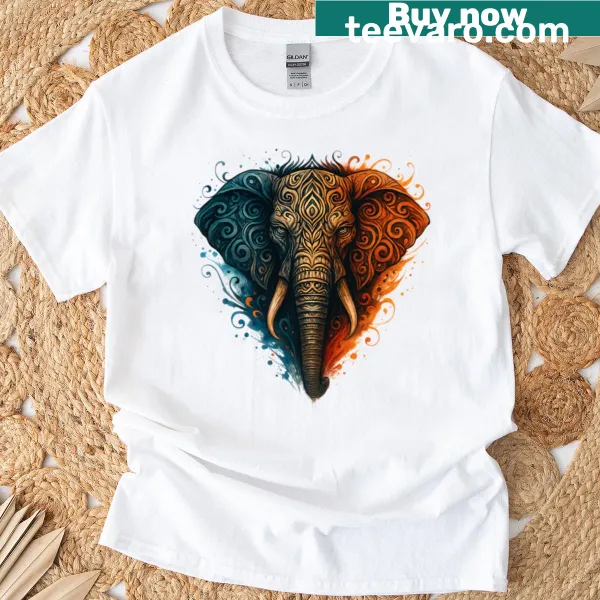 Tribal elephant abstract design on a t-shirt
