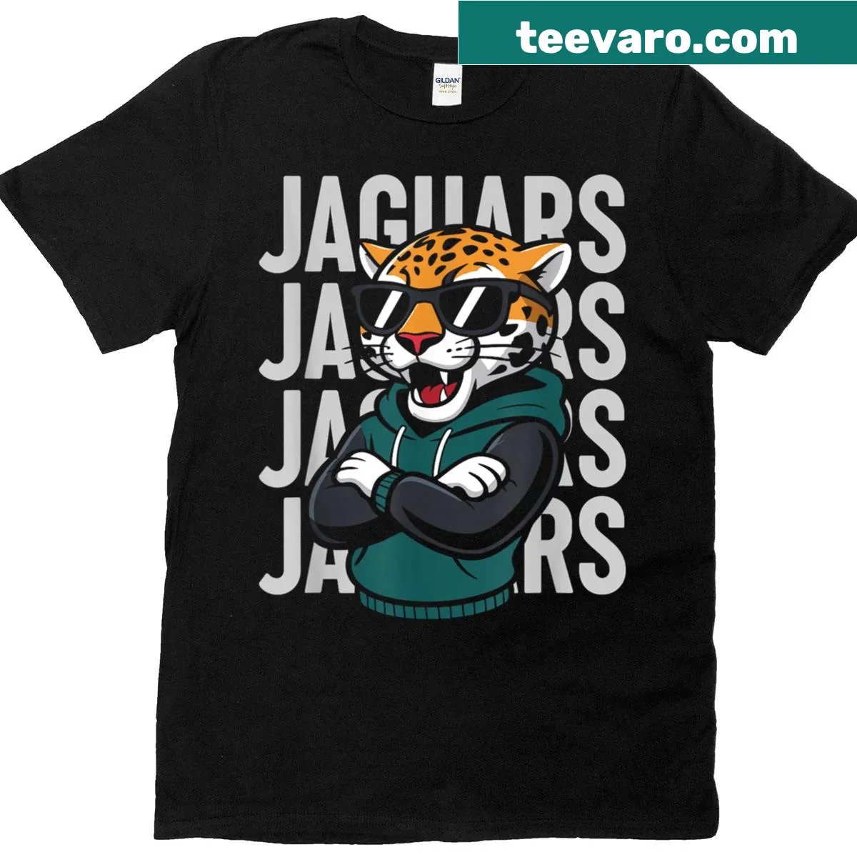Illustration of a cool jaguar on a t-shirt — on a men's t-shirt
