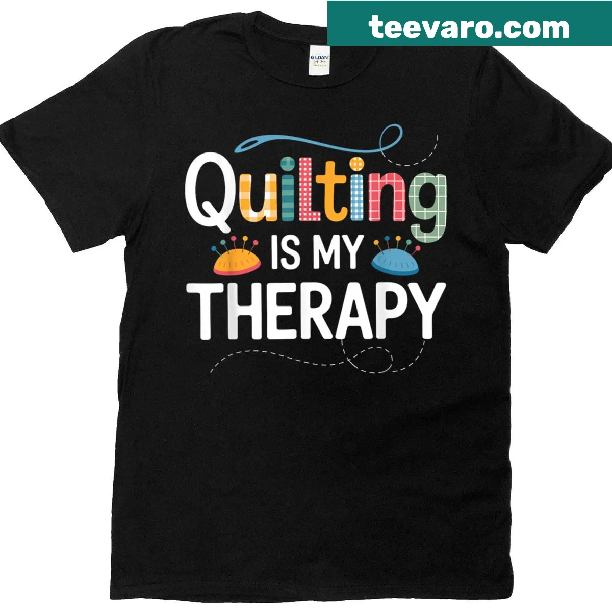 Charming quilting art graphic on a T-shirt — on a men's t-shirt