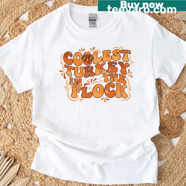 Floral retro turkey design for Thanksgiving t-shirt