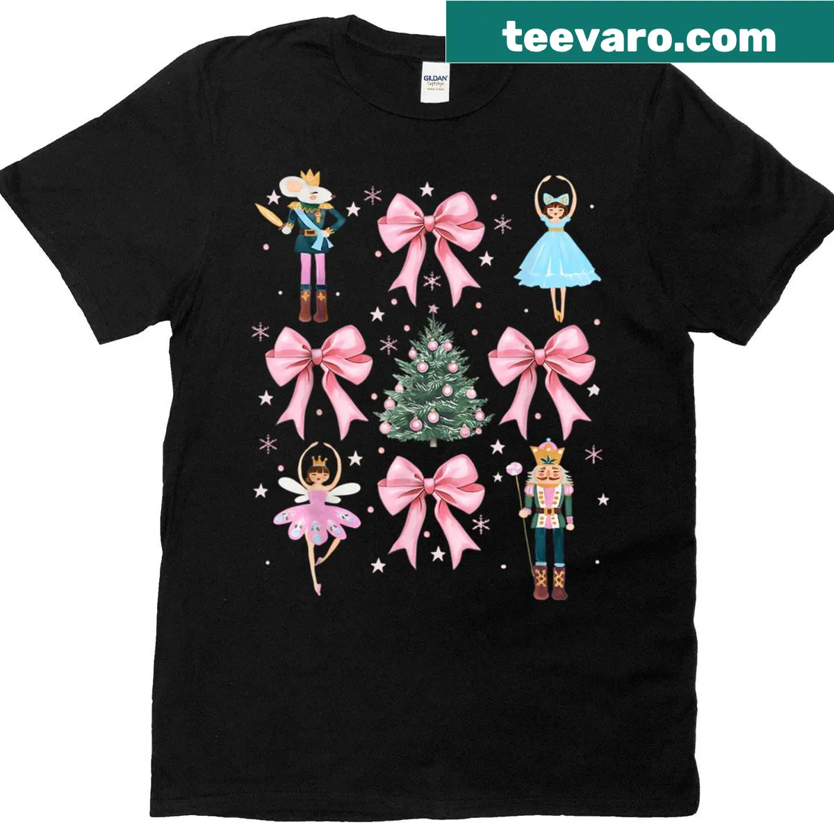 Nutcracker ballet cartoon design with bow for Christmas T-shirt. — on a men's t-shirt