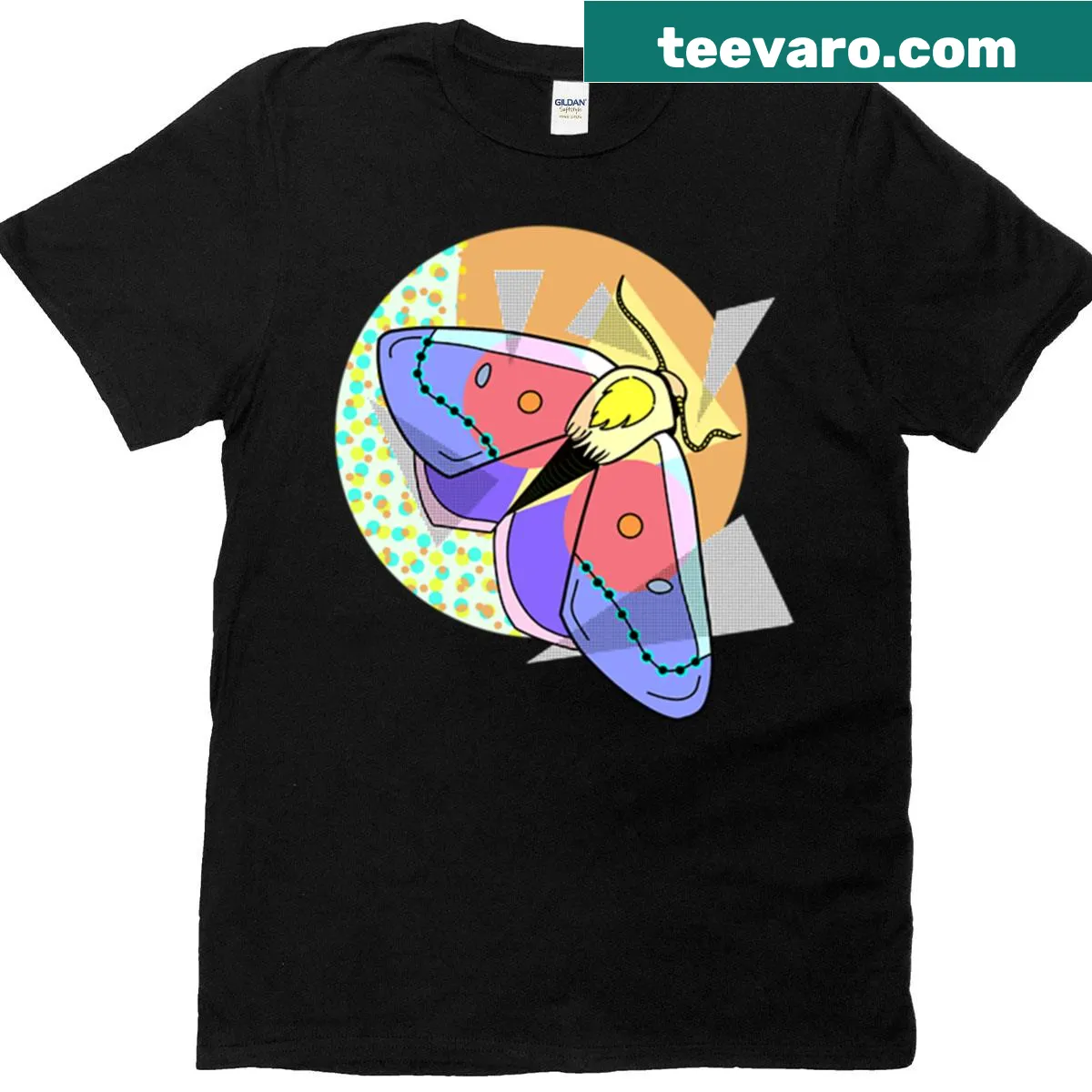 Abstract moth design on a T-shirt symbolizing transformation — on a men's t-shirt