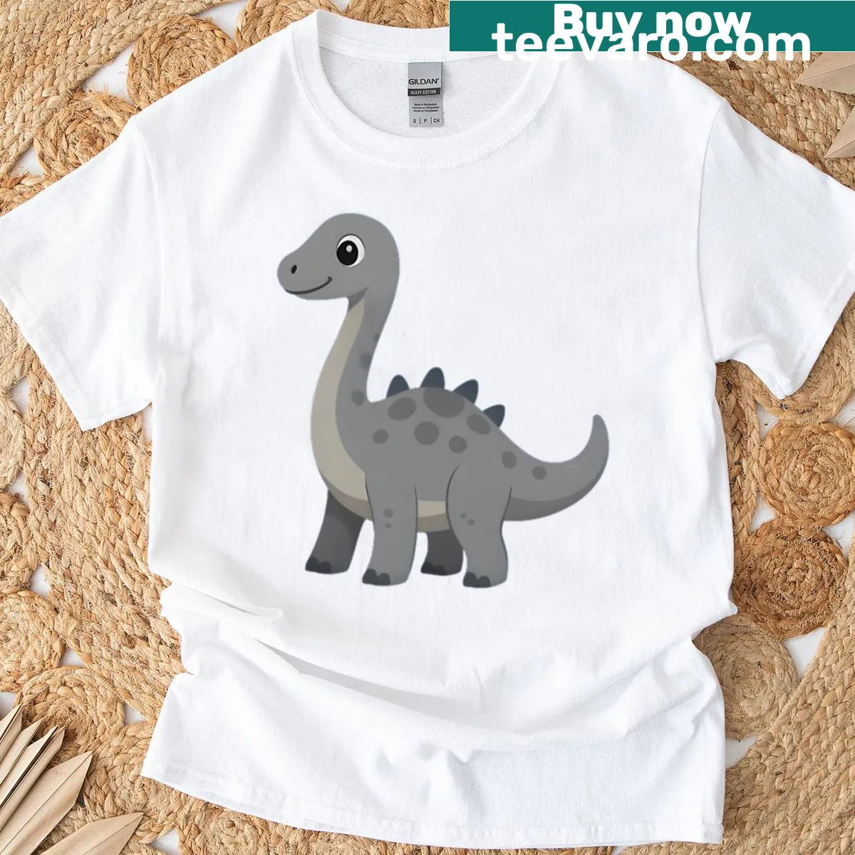 Cute cartoon Brachiosaurus T-shirt, perfect for kids — on a men's t-shirt
