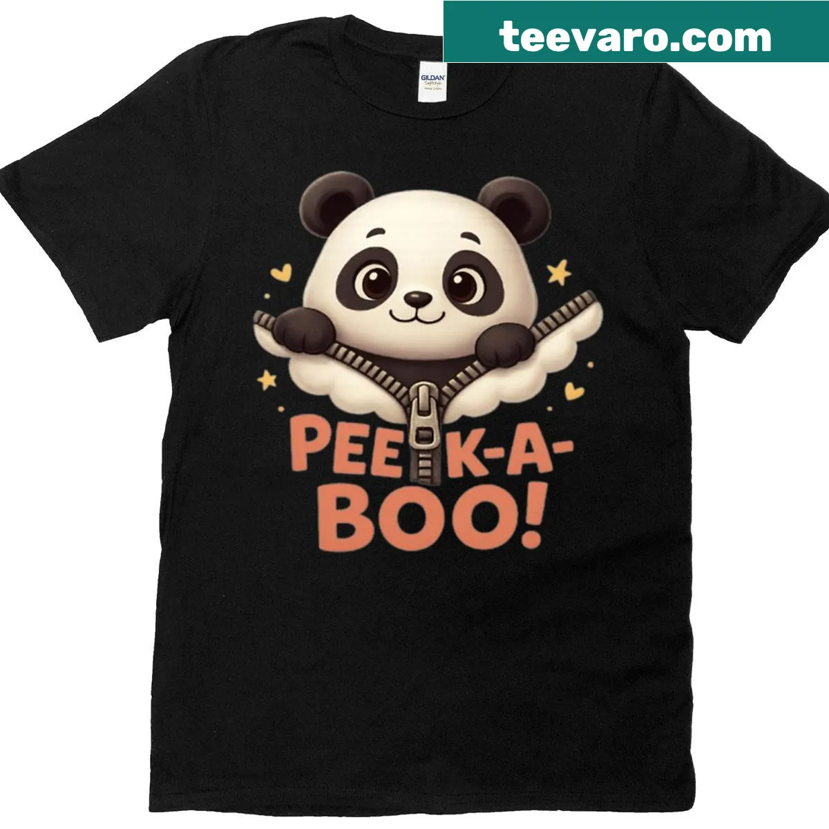 Kawaii panda t-shirt featuring a cute peek-a-boo design for animal lovers — on a men's t-shirt