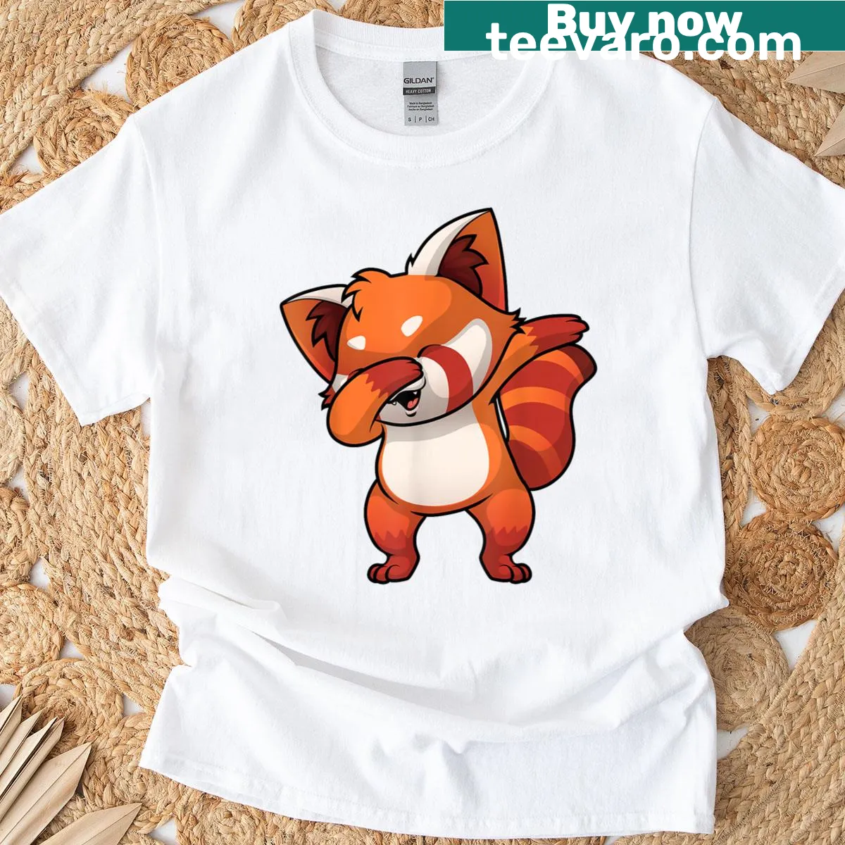 Cute red panda graphic T-shirt for animal lovers. — on a men's t-shirt