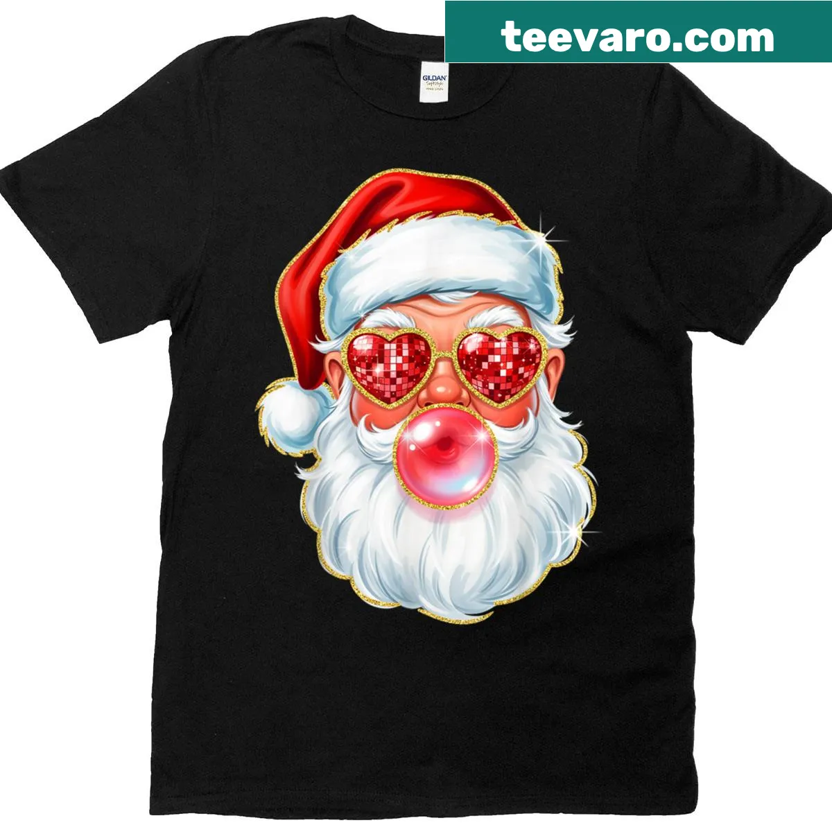 Cute illustration of Santa chewing bubble gum on T-shirt — on a men's t-shirt