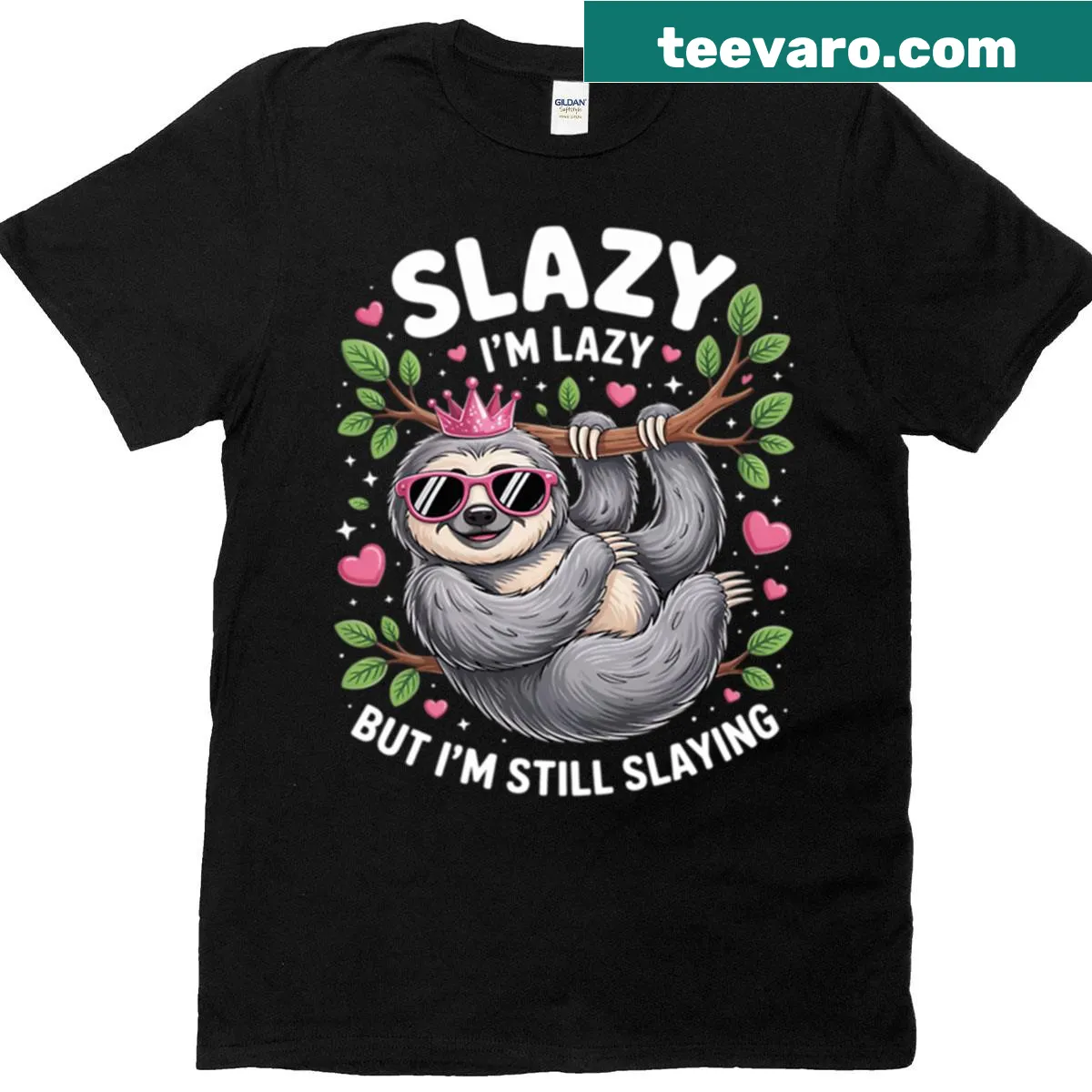 Cute sloth graphic with motivational text on a tween t-shirt — on a men's t-shirt