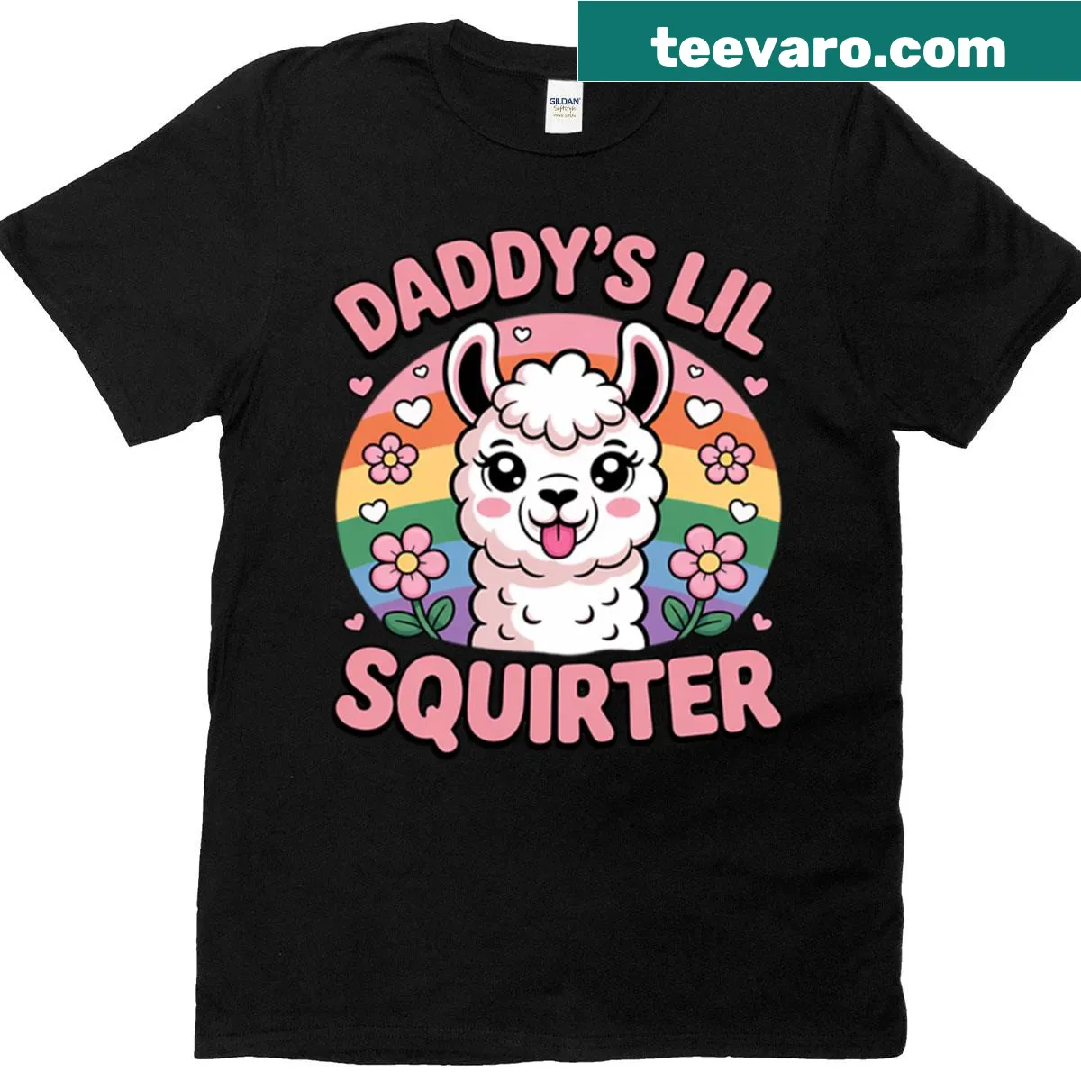 Funny Dad t-shirt with text 'Daddy's Lil Squirter' for humorous occasions — on a men's t-shirt