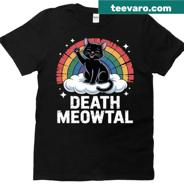 Funny 'Death Meowtal' cat-themed t-shirt design