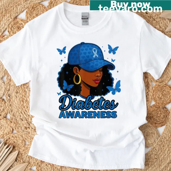 Typography t-shirt promoting Diabetes Awareness Month for Black women