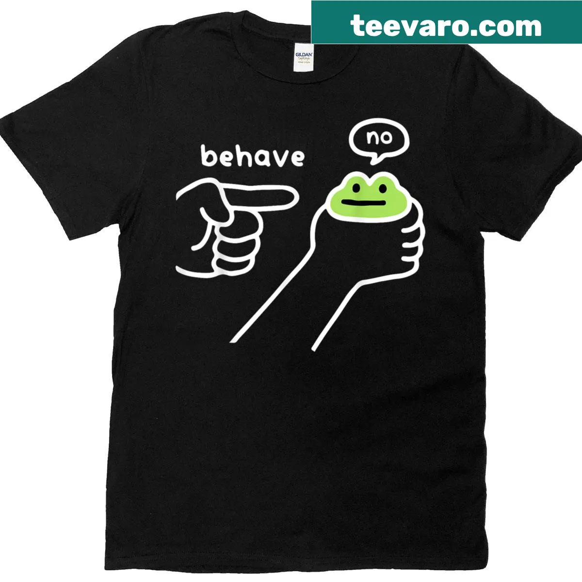 Funny cartoon frog graphic on a T-shirt — on a men's t-shirt