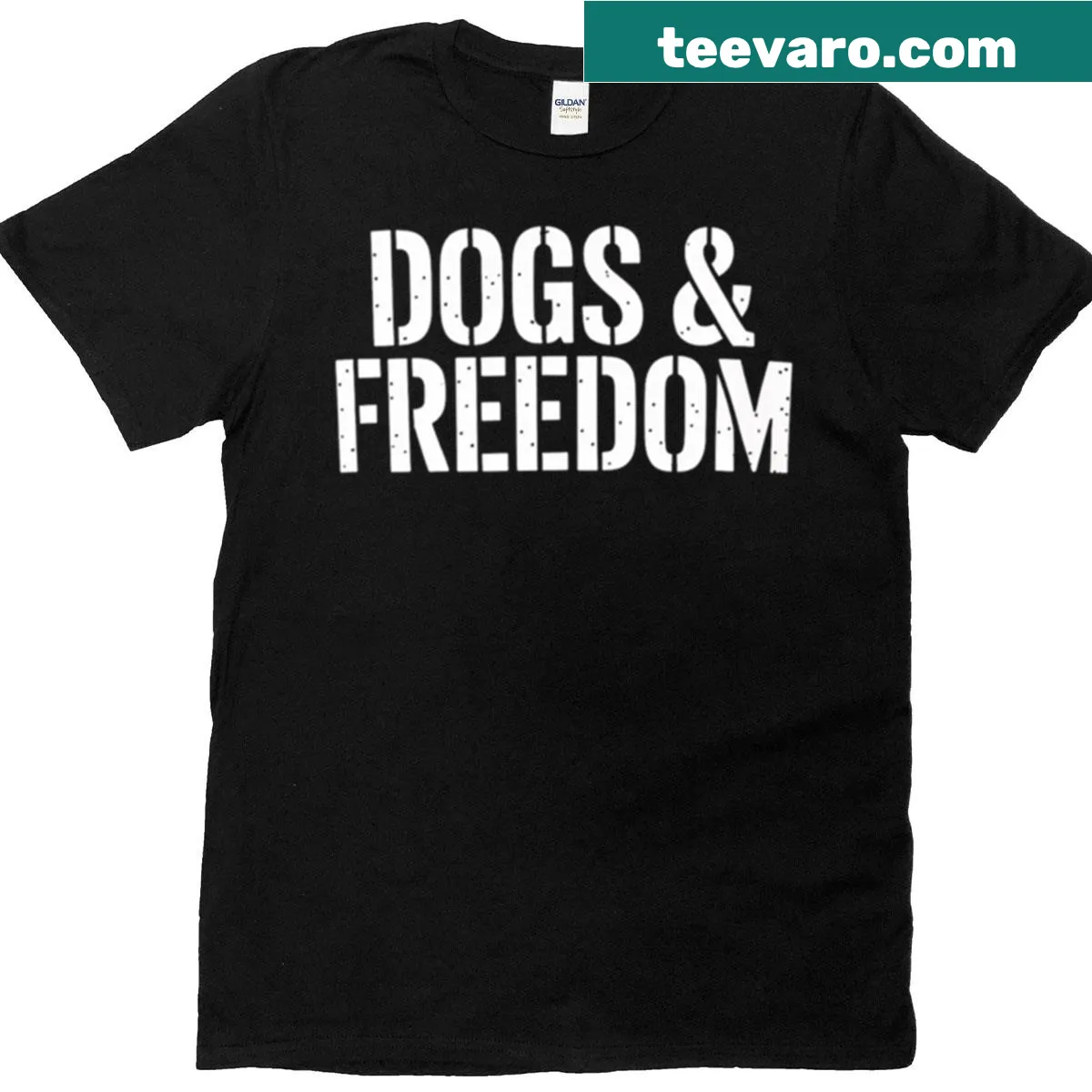 Inspirational dog freedom-themed T-shirt — on a men's t-shirt