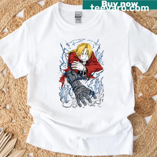 Illustration of Edward Elric from anime on a T-shirt.