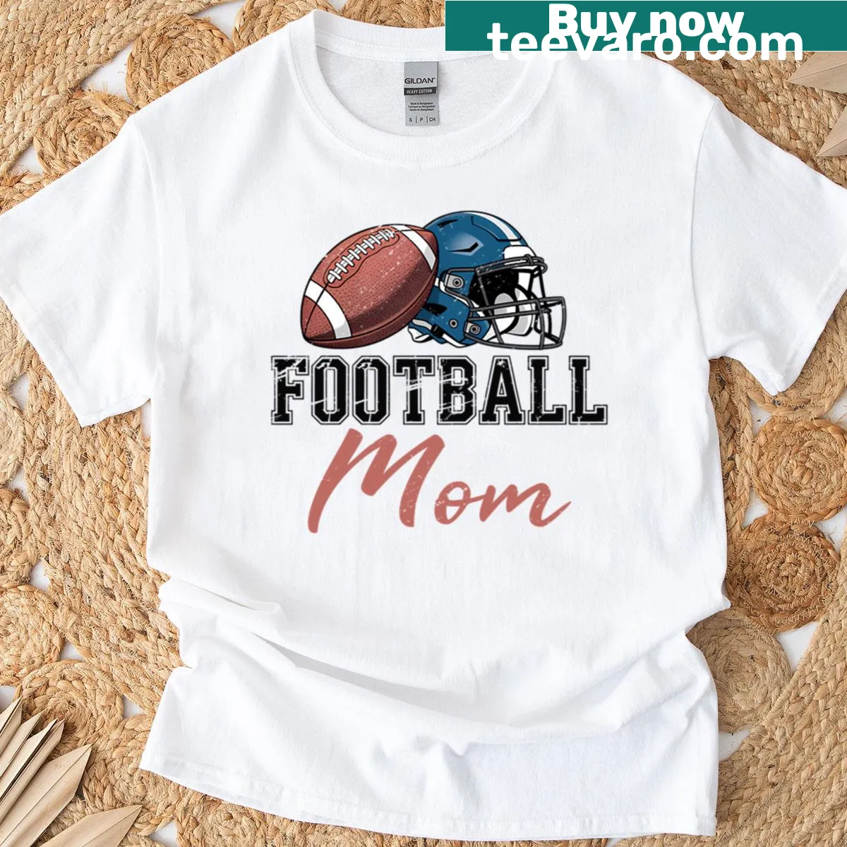 Vintage-style T-shirt for proud football moms with game-day design — on a men's t-shirt