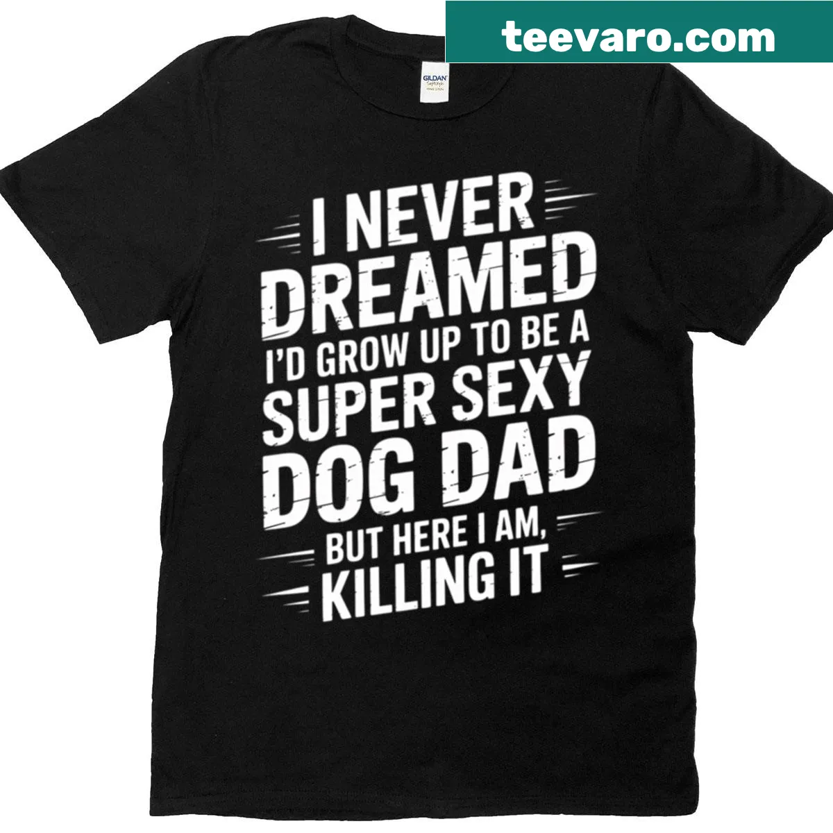 Funny Father's Day t-shirt for dog dads with humorous text — on a men's t-shirt