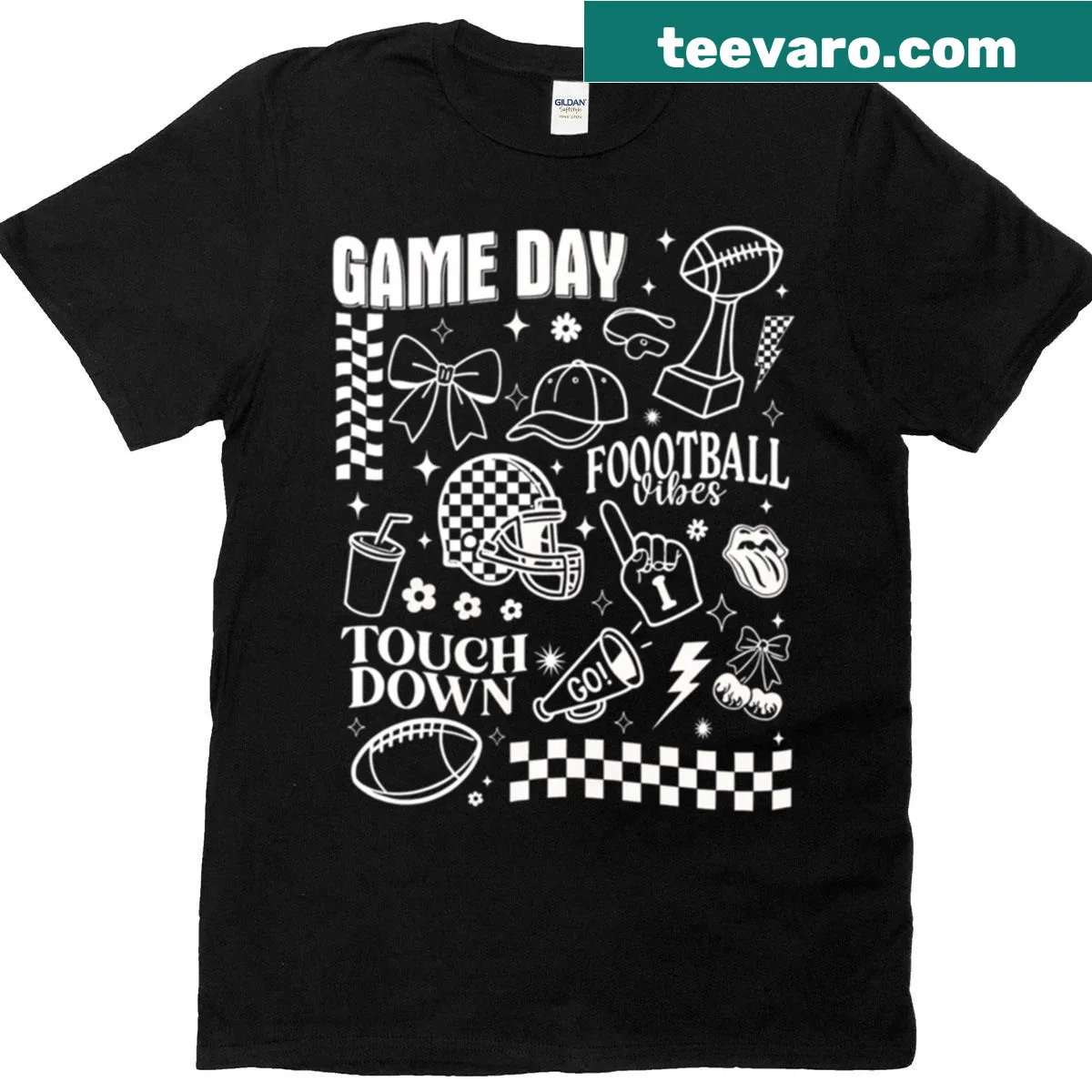 Retro college football game day T-shirt with nostalgic design. — on a men's t-shirt