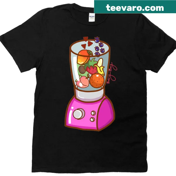 Illustrated fruity blender t-shirt for health enthusiasts