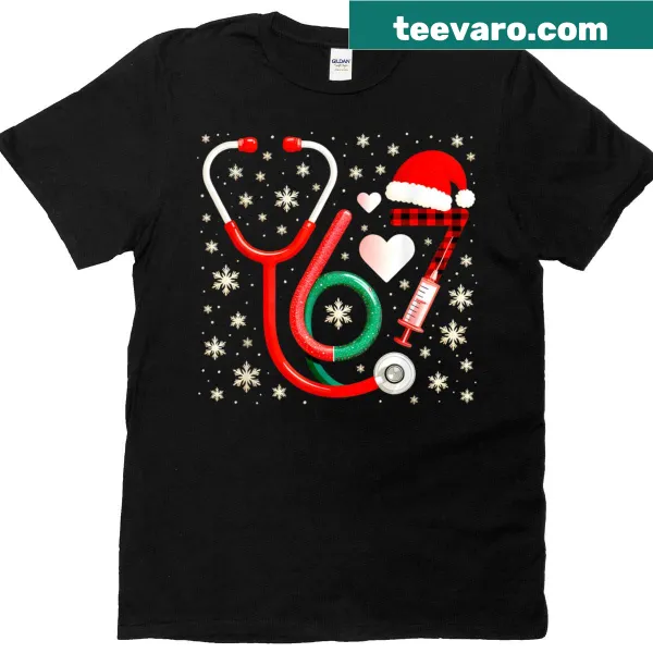 Funny nurse-themed Christmas t-shirt with 'Funny 67' phrase
