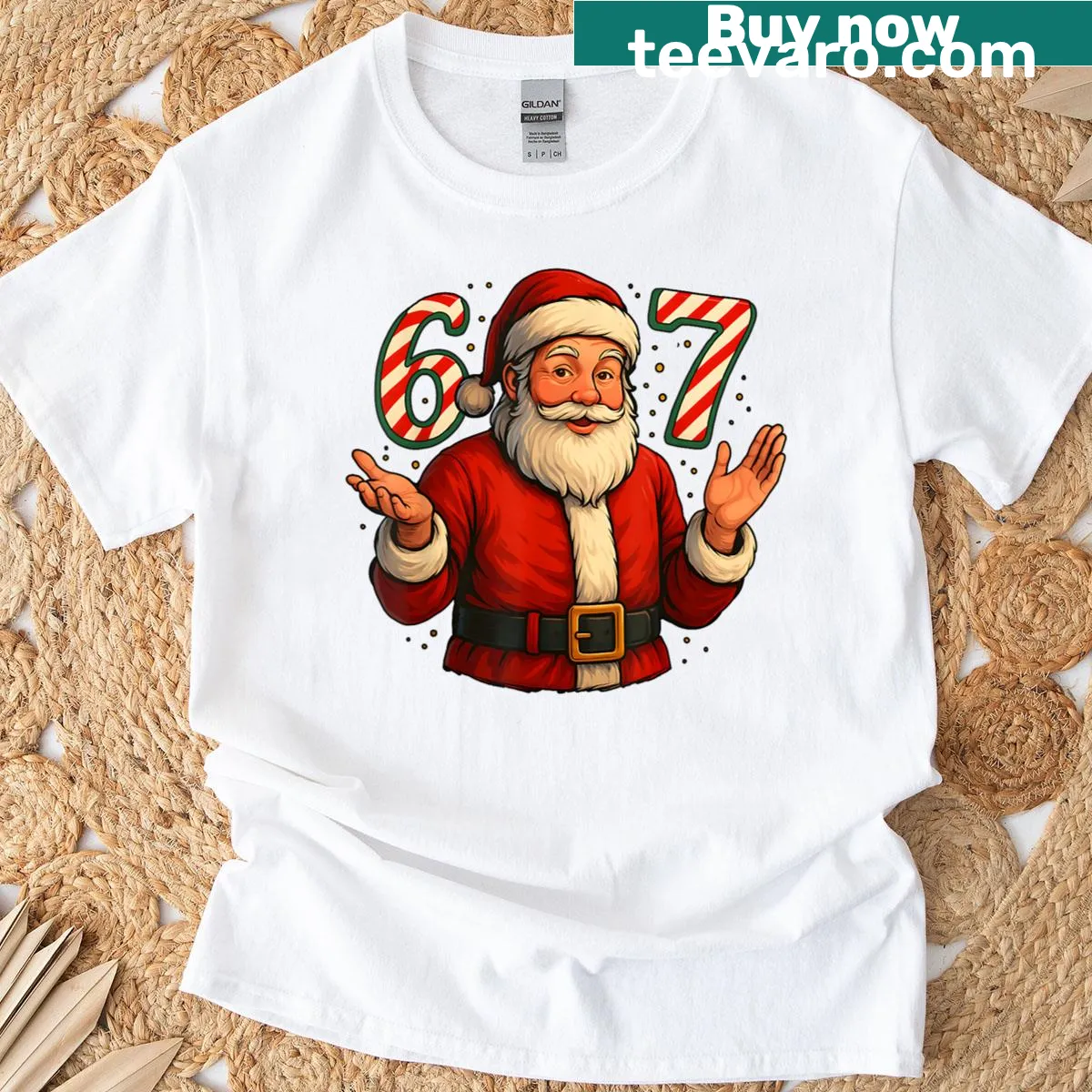 Funny 67 meme Santa style design for Christmas. — on a men's t-shirt