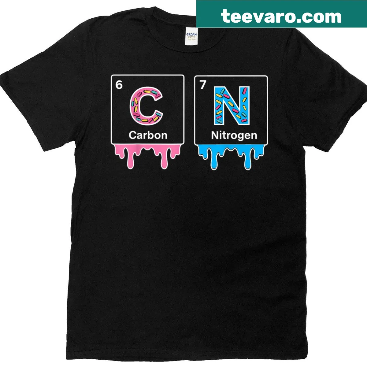 Funny chemistry T-shirt featuring periodic table and nerd humor — on a men's t-shirt