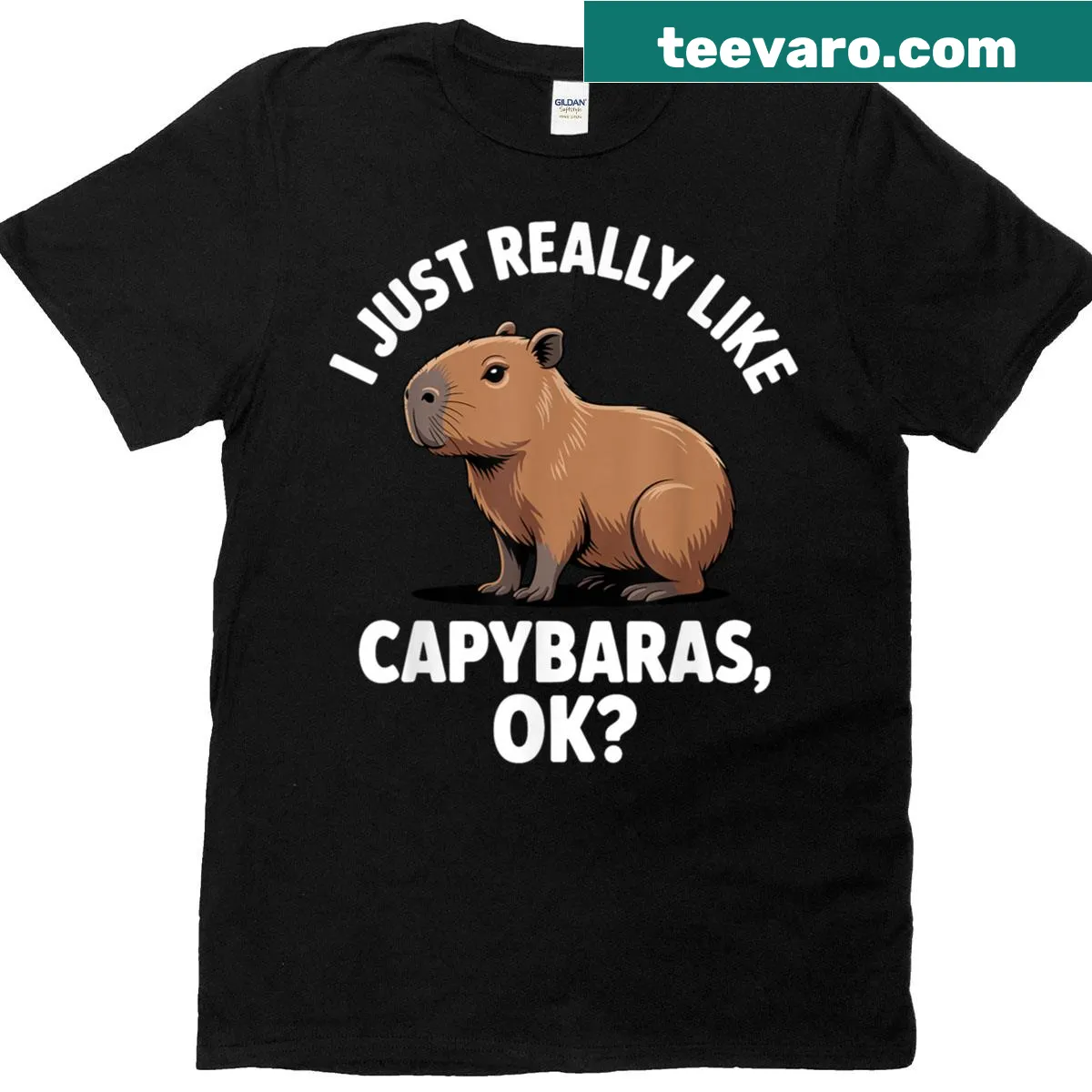 Illustrated capybara t-shirt designed for animal lovers — on a men's t-shirt