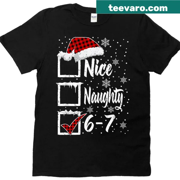 Humorous Christmas shirt with 'Nice Naughty' theme
