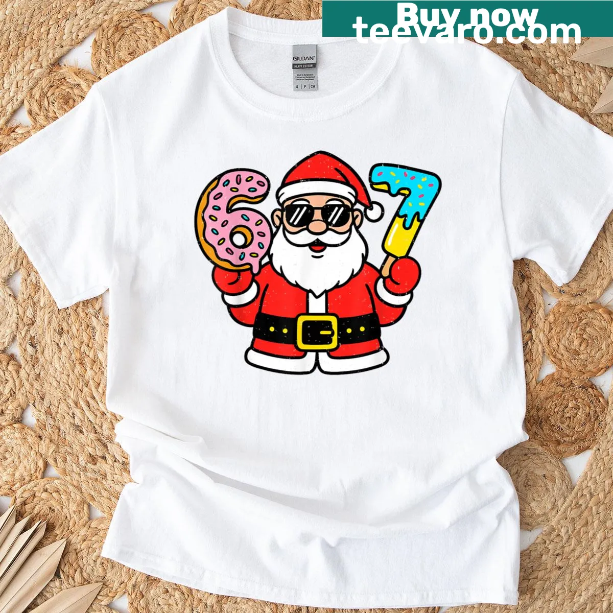 Funny Santa meme with ice cream design for Christmas. — on a men's t-shirt