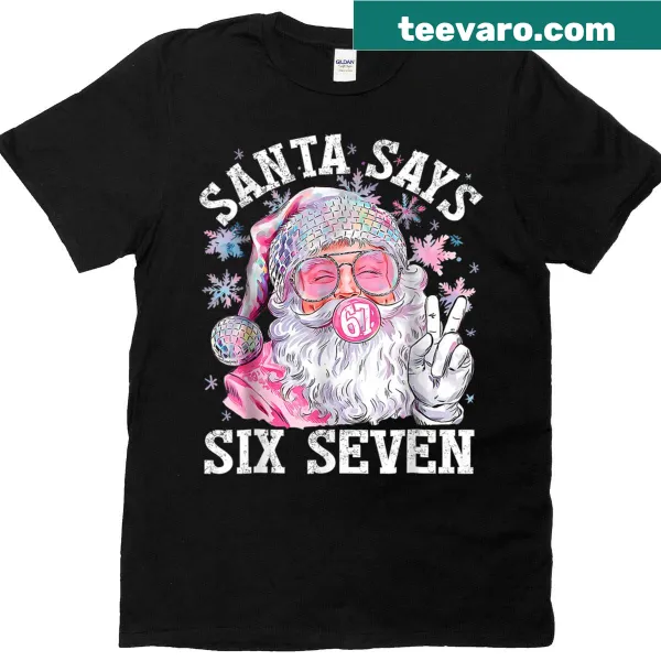 Humorous Santa Christmas design with 'Six Seven' text