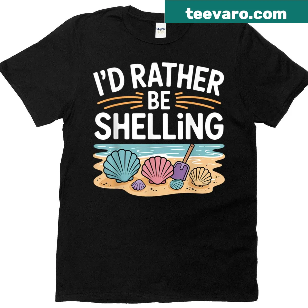 Whimsical seashell design on a humorous T-shirt — on a men's t-shirt