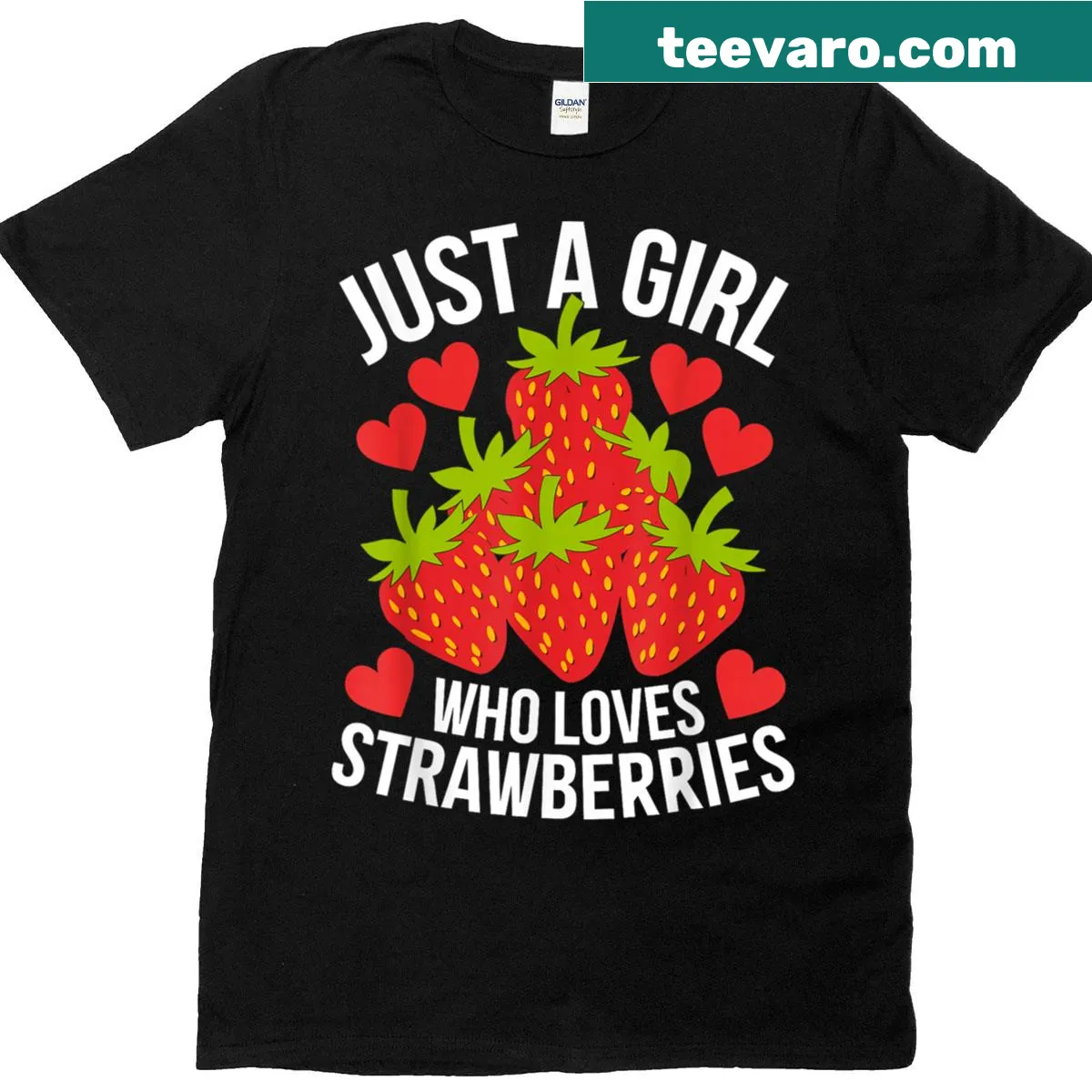 Cute T-shirt featuring playful strawberry illustrations — on a men's t-shirt