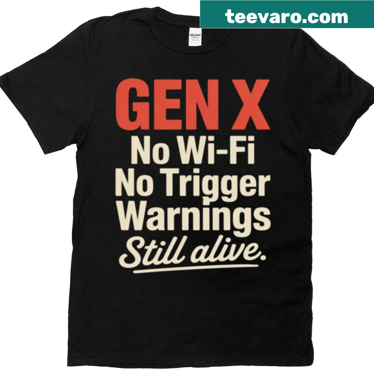 Nostalgic T-shirt with 'Gen X No Wi-fi' text — on a men's t-shirt