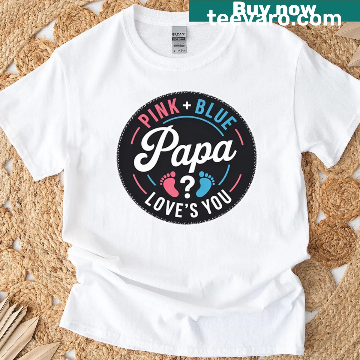 T-shirt for dad to be with pink and blue design for gender reveal — on a men's t-shirt