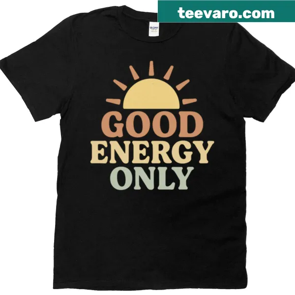 Retro T-shirt with positive vibes message design.