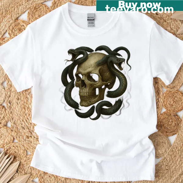 Gothic skull graphic t-shirt with candles, perfect for alternative fashion