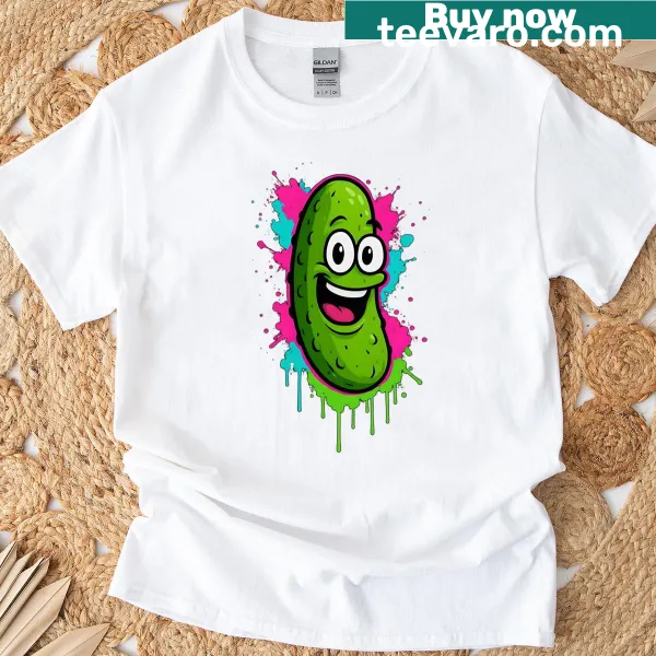 T-shirt featuring a playful pickle splatter paint design