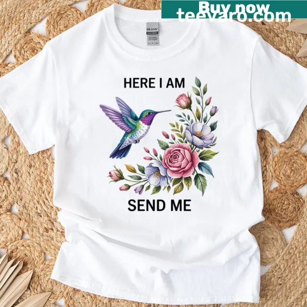 Inspirational Christian T-shirt with hummingbird and scripture