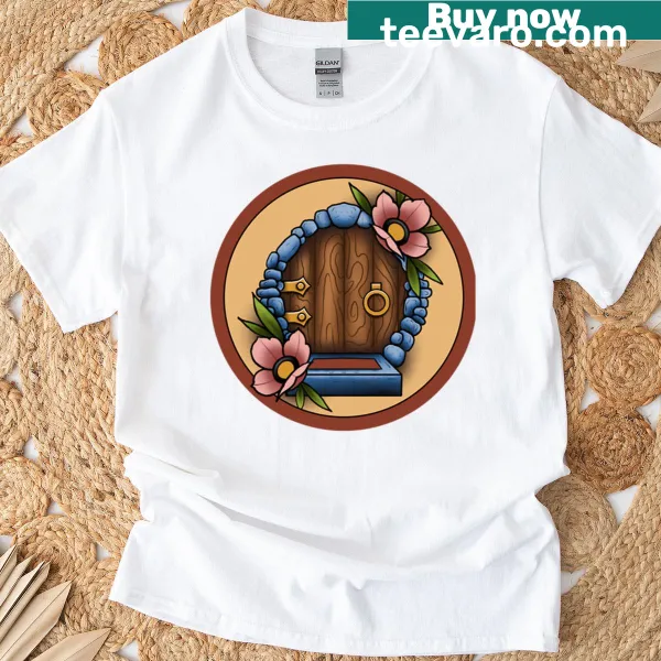 Illustrated Hobbit door on t-shirt