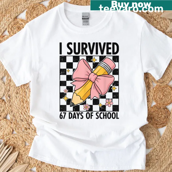 Funny design celebrating school survival on T-shirt