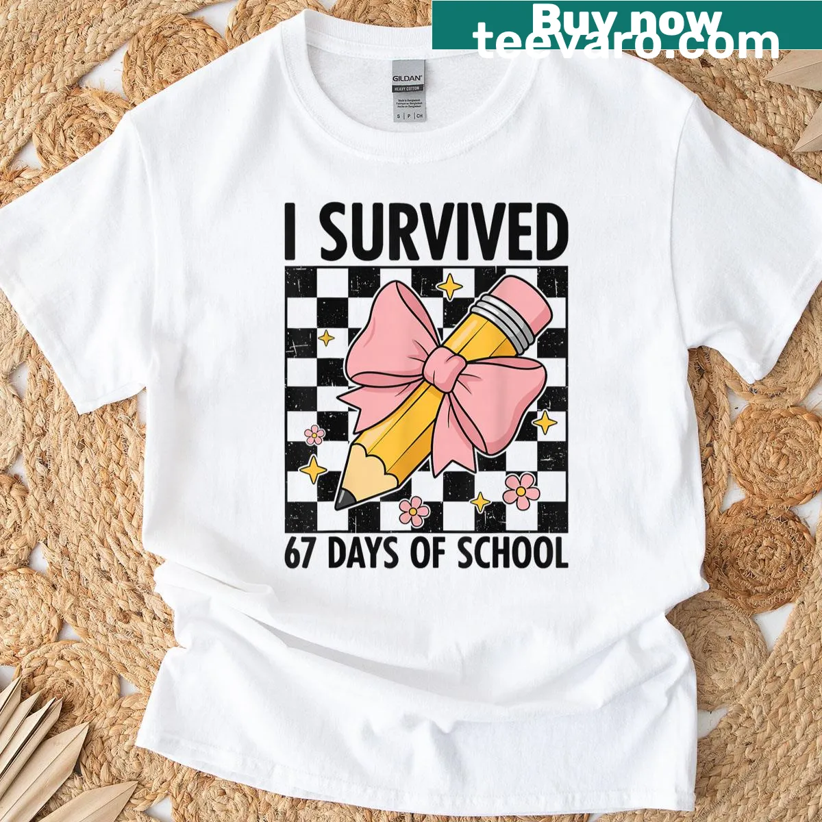 Funny design celebrating school survival on T-shirt — on a men's t-shirt