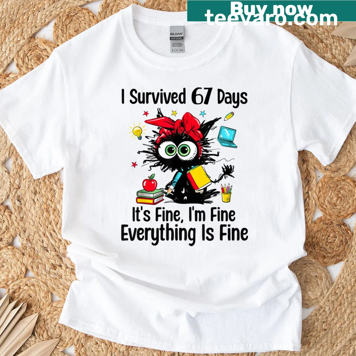 Funny typography design about surviving school days — on a men's t-shirt