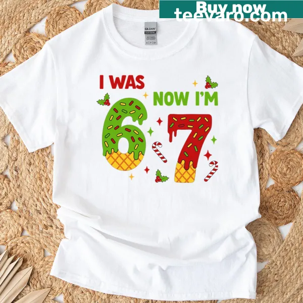 Funny birthday T-shirt for kids featuring text about turning 7 during Christmas