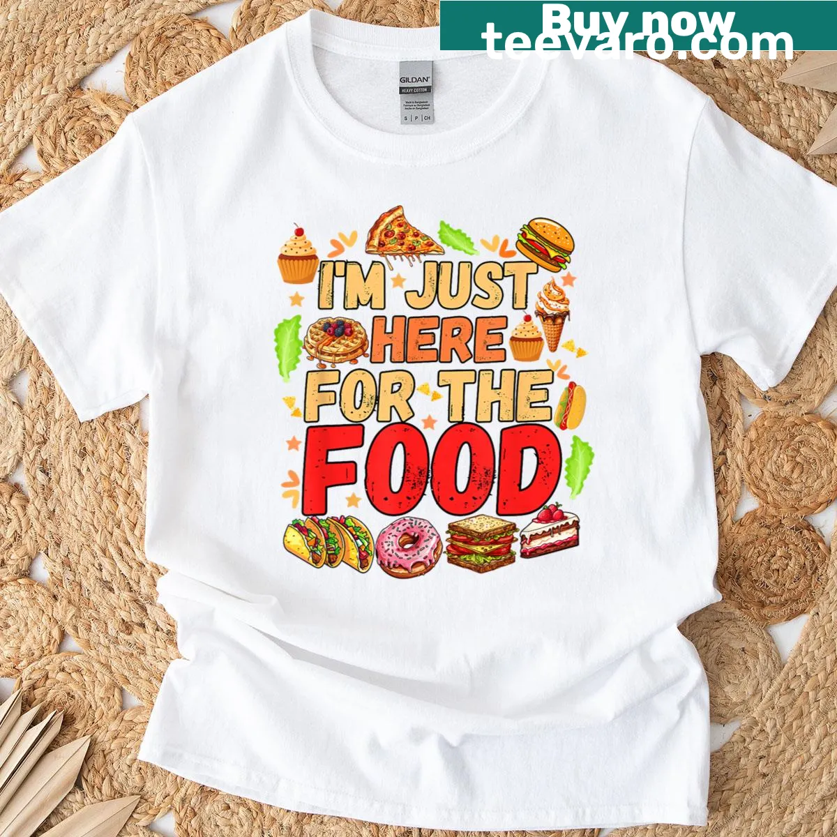 Funny food lover T-shirt with humorous foodie graphics — on a men's t-shirt